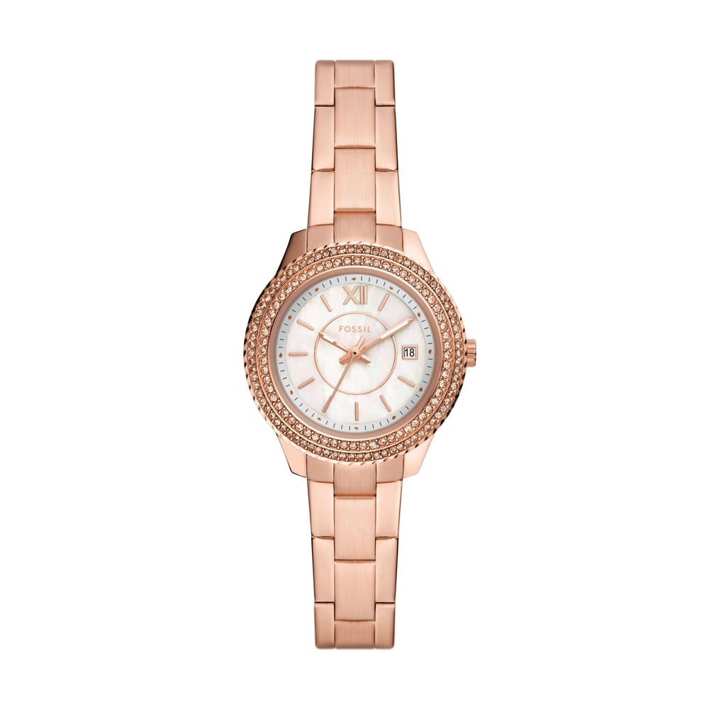 Fossil Women’s Stella Three-Hand Date, Rose Gold-Tone Stainless Steel Watch