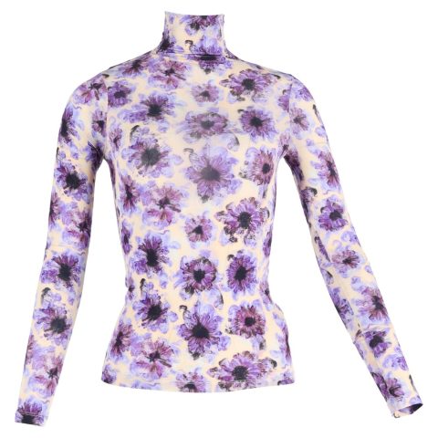 Ulla Johnson Aurelia Turtleneck Top in Floral Print Rayon 7833140527164
