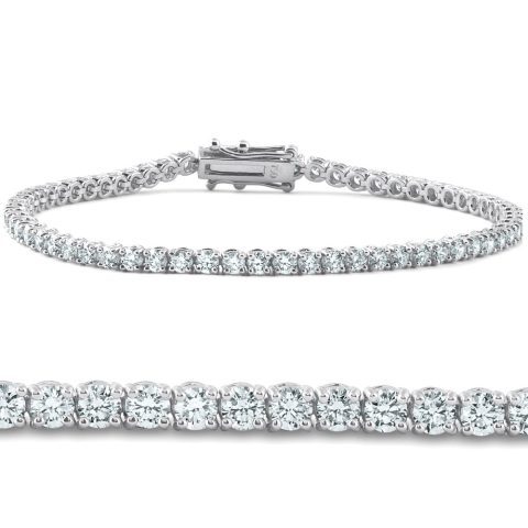 4 Carat TW Round Cut Diamond Tennis Bracelet 14k White Gold Lab Grown