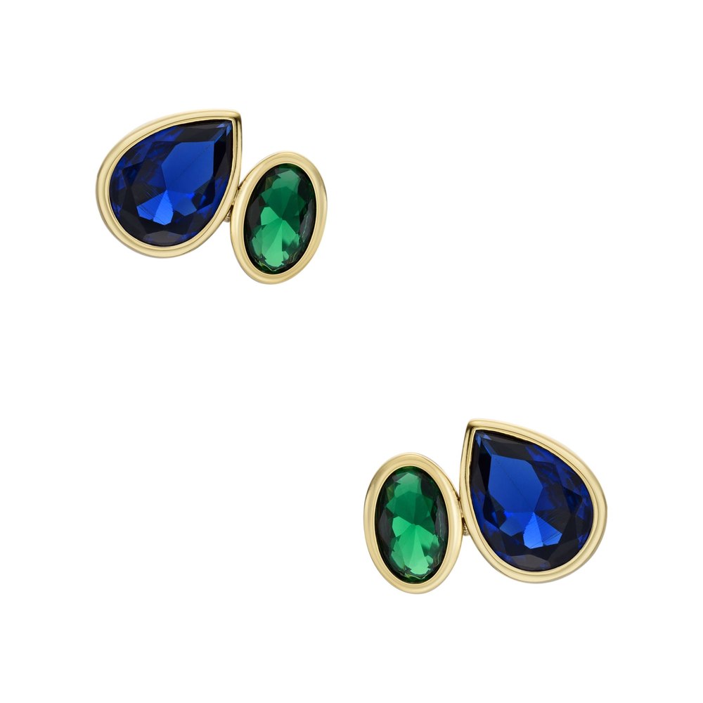 Fossil Women’s Ear Party Sapphire Blue and Emerald Green Crystal Toi Et Moi Stud Earrings 7805809131580