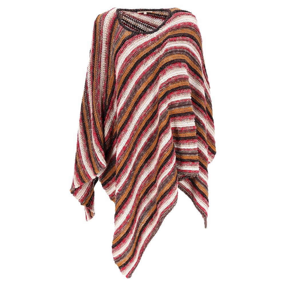 Maje Stripe Knitted Cape Sweater in Multicolor Cotton 7833141510204