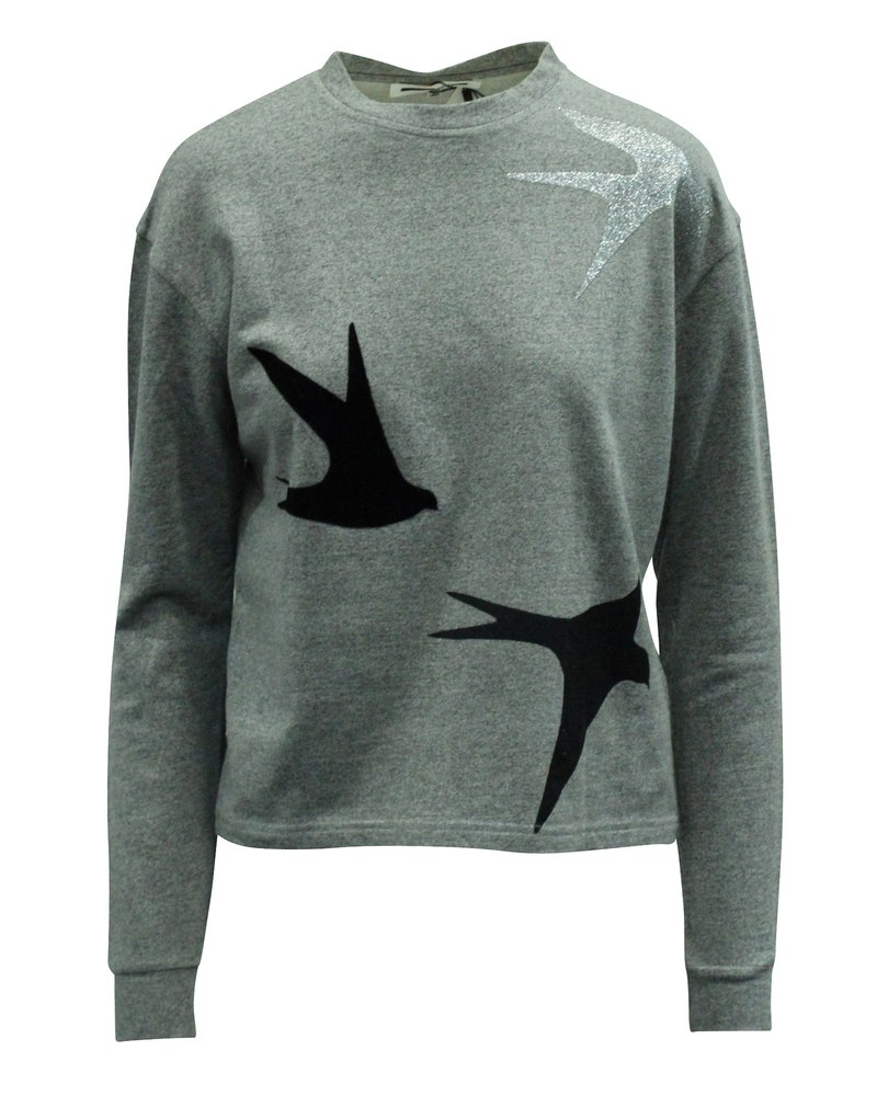 McQ Alexander McQueen Bird Print Classic Sweatshirt in Grey Cotton 7833141641276