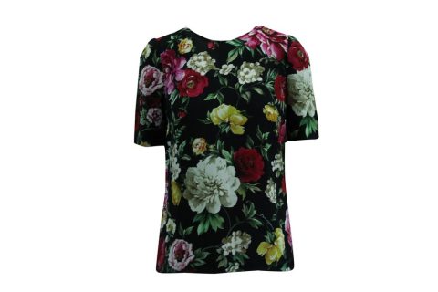 Dolce & Gabbana Floral Print Top in Black Viscose 7833141903420
