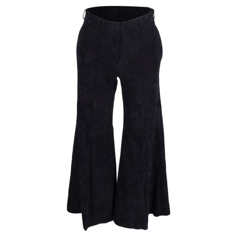 Khaite High-Waisted Bell Pants in Black Suede 7833143050300
