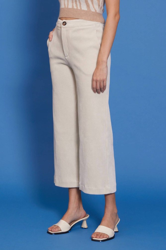 Bruna Corduroy Pant In Neutral Ivory