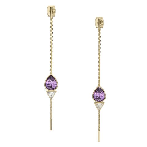 Fossil Women’s Ear Party Amethyst Purple and Clear Crystal Drop Earrings 7805813162044