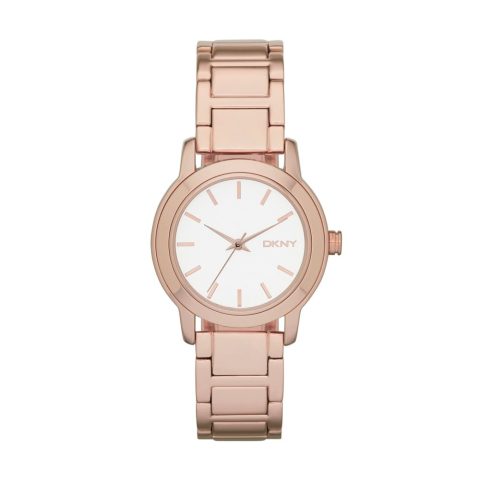 DKNY Women’s Tompkins Three Hand, Rose Gold-Tone Alloy Watch