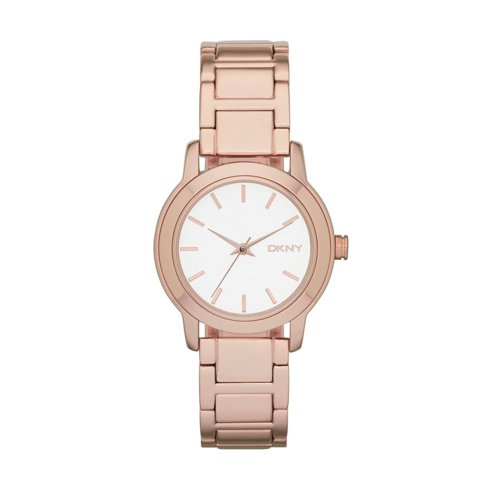 DKNY Women’s Tompkins Three Hand, Rose Gold-Tone Alloy Watch