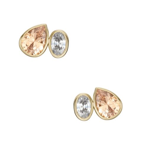 Fossil Women’s Ear Party Champagne and Clear Crystal Toi Et Moi Stud Earrings 7805814734908