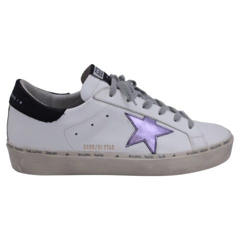 Golden Goose Hi Star with Metallic Star Low-Top Sneakers in White Leather 7833145212988
