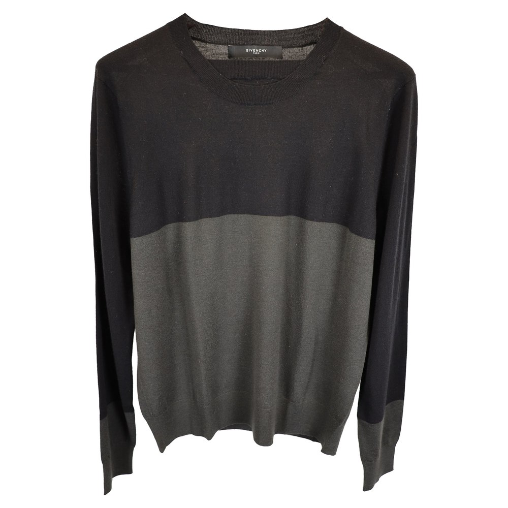 Givenchy Two-Toned Crewneck Sweater in Black and Grey Wool 7833147080764