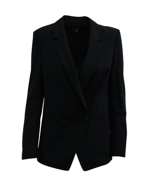 Theory Double-Breasted Blazer in Black Wool 7833147703356