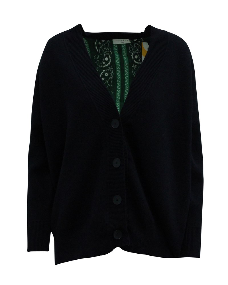 Sandro Paris Cardigan in Navy Blue Viscose 7833147801660