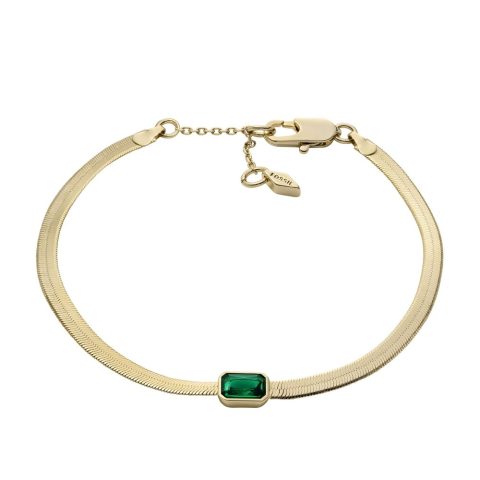 Fossil Women’s Evergreen Gems Emerald Green Crystal Chain Bracelet 7805816209468