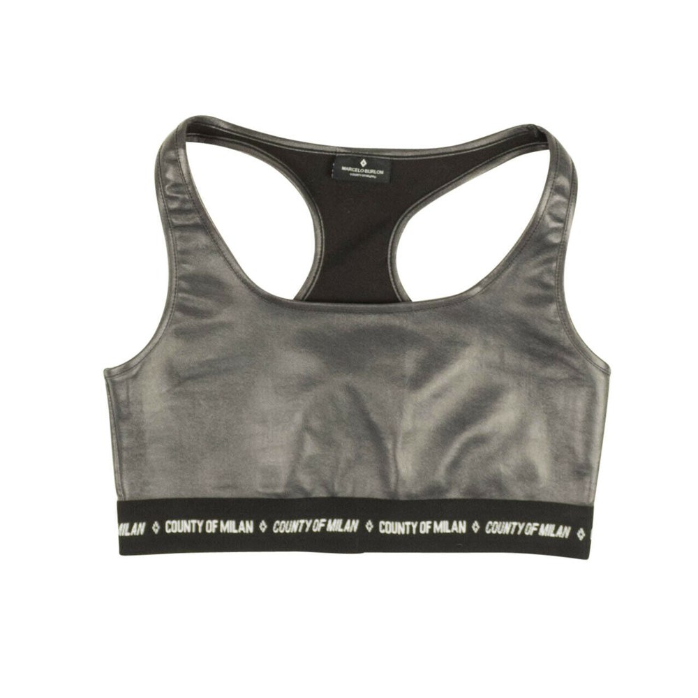 Marcelo Burlon Shiny Logo Band Sports Bra – Black