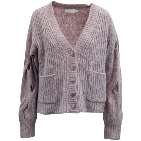 Jonathan Simkhai Reagan Cardigan in Pink Wool 7833151635516