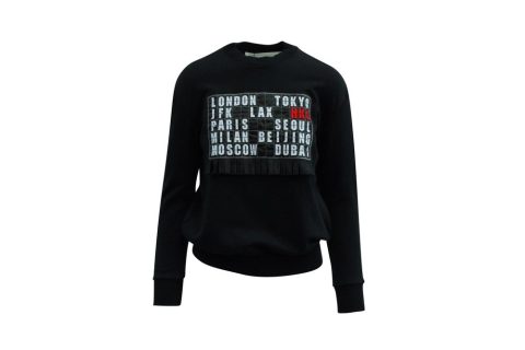 Victoria Beckham Crewneck Printed Sweater in Black Cotton 7833151668284