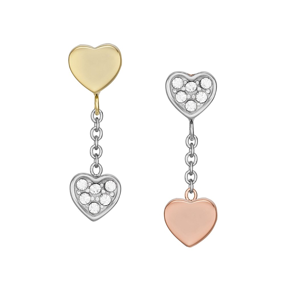 Fossil Women’s Sadie Galentine Tri-Tone Stainless Steel Drop Earrings