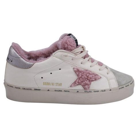 Golden Goose Hi Star with Shearling Low-Top Sneakers in White Leather 7833152421948