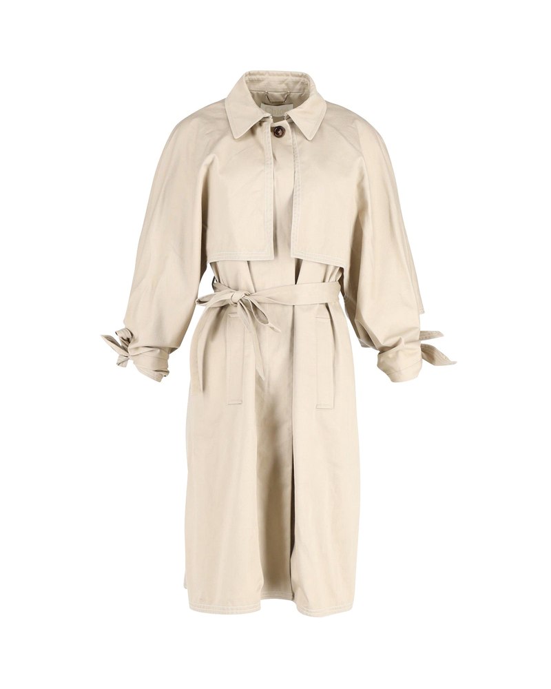Chloe Belted Trench Coat in Beige Cotton 7833152290876