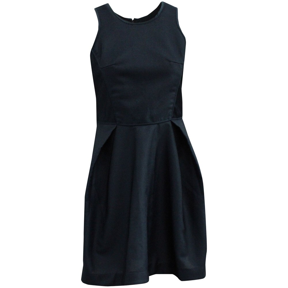 Maje Sheath Dress with Inverted Pleats in Navy Blue Polyester 7833154453564