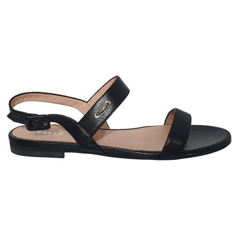 Bally Carlas 6234087 Women’s Black Lamb Leather Flat Sandals
