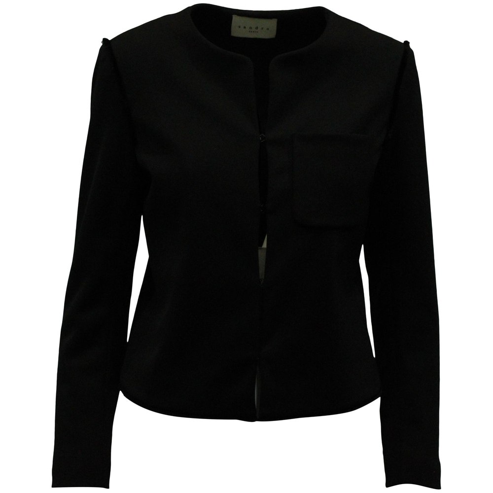 Sandro Paris Full-length Sleeves Jacket in Black Wool 7833153634364
