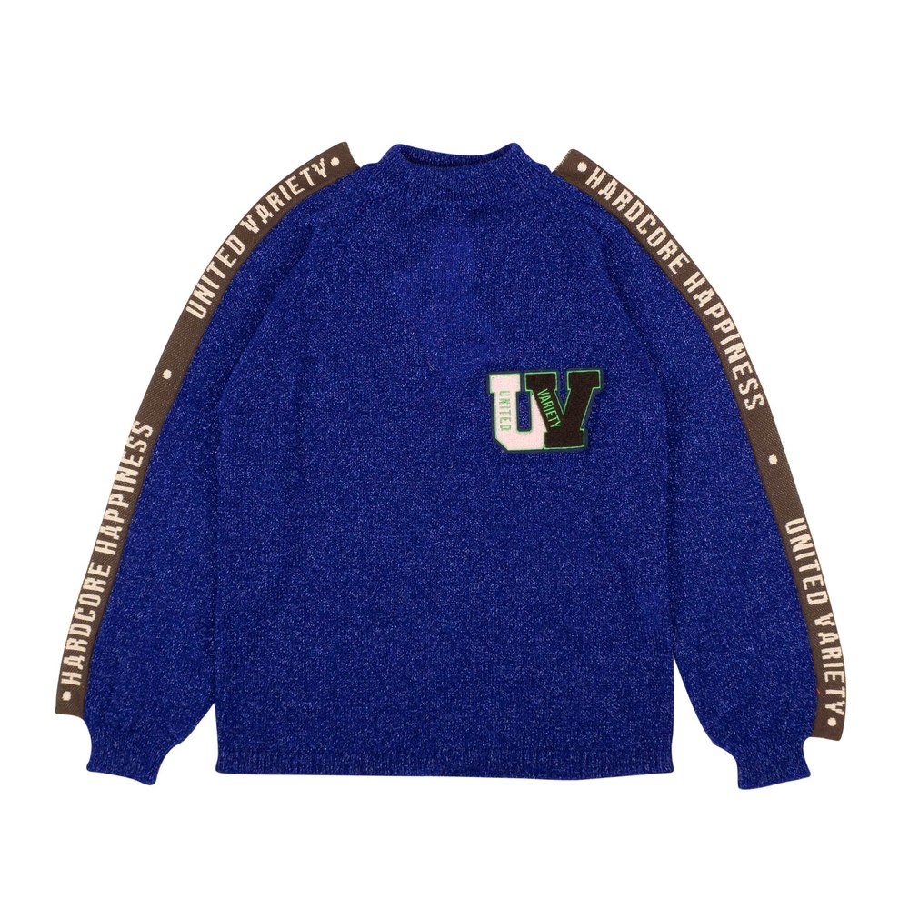 Survival Of The Fashionest Glitter Slogan Sweater – Blue