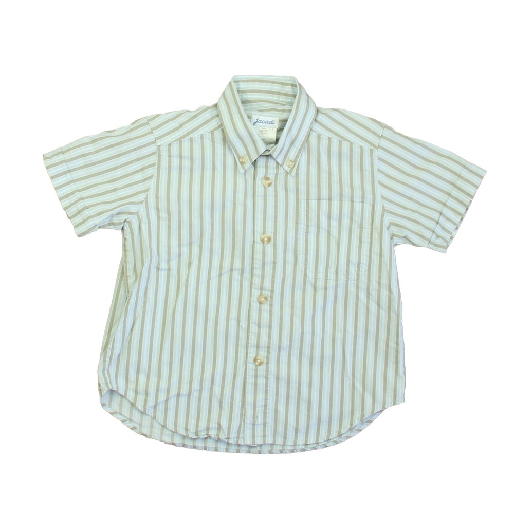 Jacadi Boys Blue | Brown Stripe Button Down Short Sleeve 7805820207164