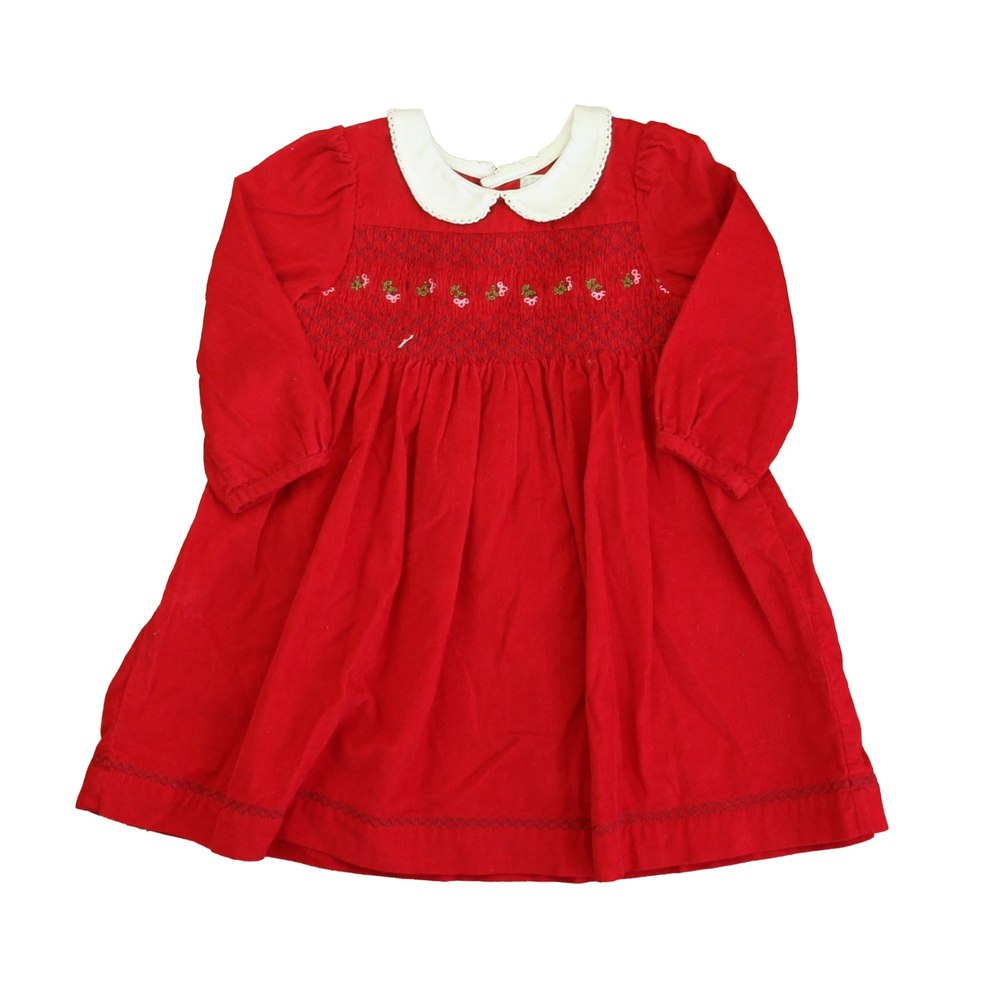 JoJo Maman Bebe Girls Red | White | Green Dress 7805821681724