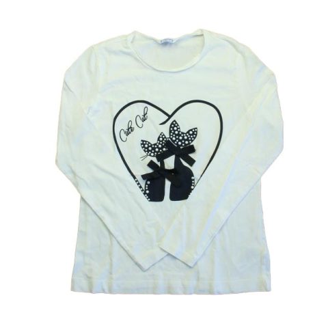 Mayoral Girls White | Black Long Sleeve T-Shirt 7805820928060
