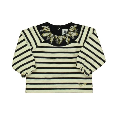 Petit Bateau Girls Navy | White Long Sleeve Shirt 7805821026364