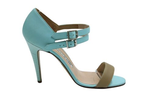 Manolo Blahnik Ankle Strap Heels in Blue Leather 7833156026428