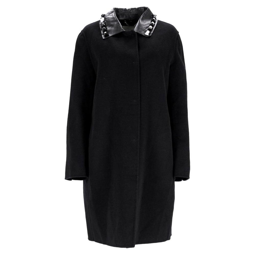 Fendi Studded Single Breasted Coat in Black Wool 7833156550716