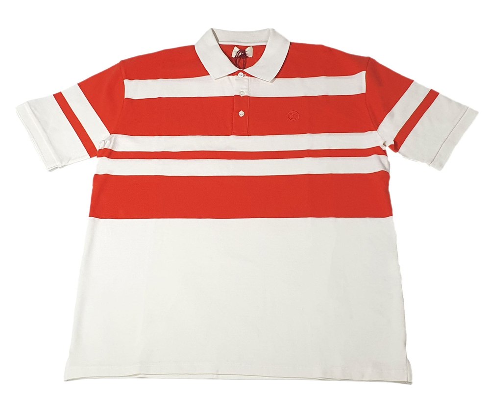 Bally 6303584 Men’s Bone/Orange Striped Organic Cotton Polo Shirt