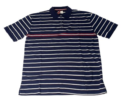 Bally 6237584 Men’s Ink Blue Striped Cotton Polo Shirt Size XXL