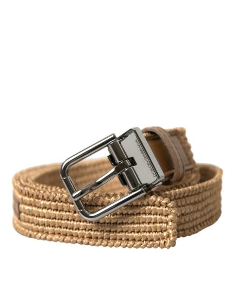Dolce & Gabbana Raffia Braided Metal Buckle Men’s Belt