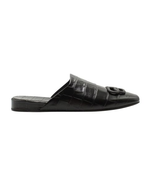 Balenciaga Croc Embossed Mules in Calfskin Leather 7833158549564