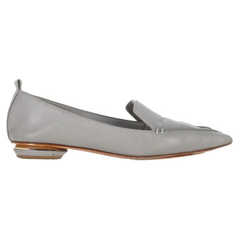 Nicholas Kirkwood Beya Pointed Toe Ballet Flats in Grey Leather 7833159041084