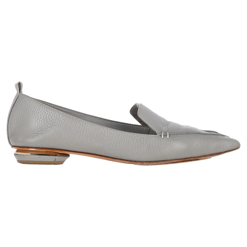 Nicholas Kirkwood Beya Pointed Toe Ballet Flats in Grey Leather 7833159041084