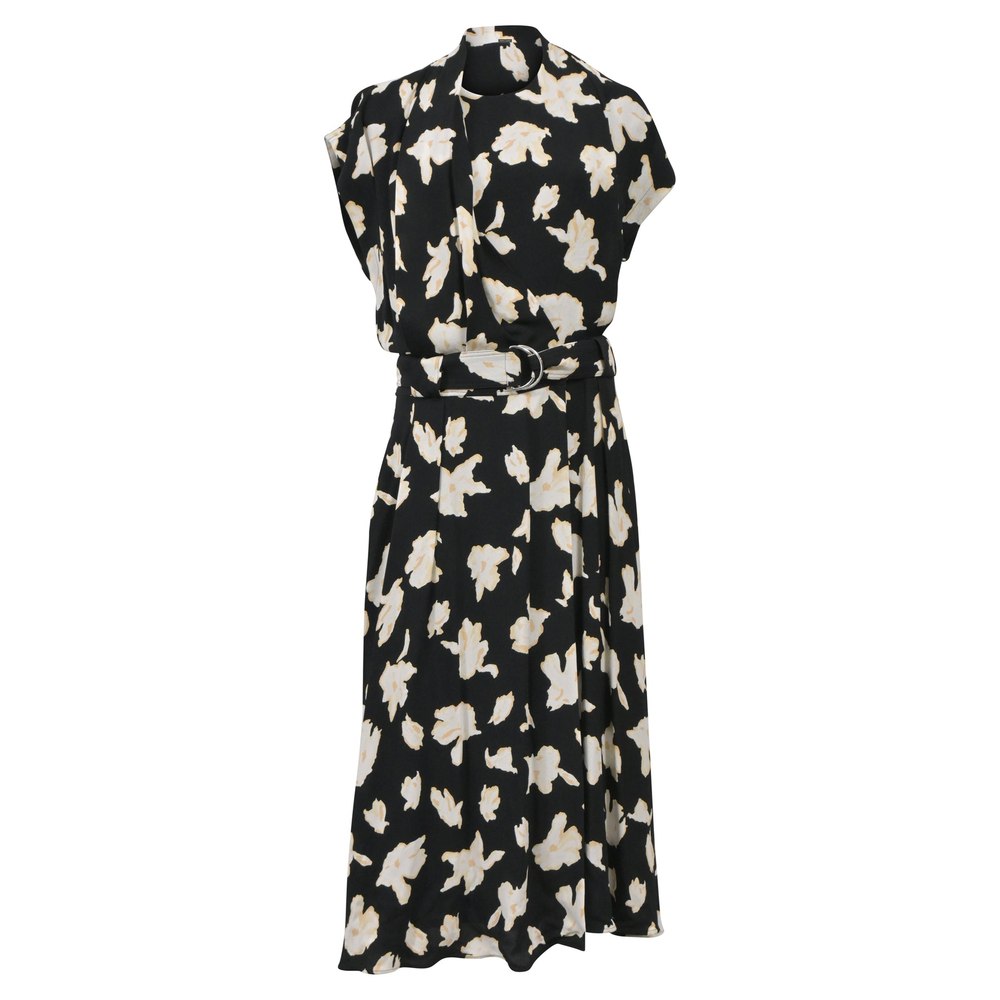 Proenza Schouler Belted Floral-Print Georgette Midi Dress in Black Viscose 7833159106620