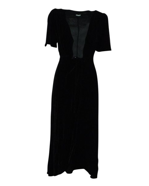 Reformation Deep V-Neck Maxi Dress in Black Velvet 7833161498684