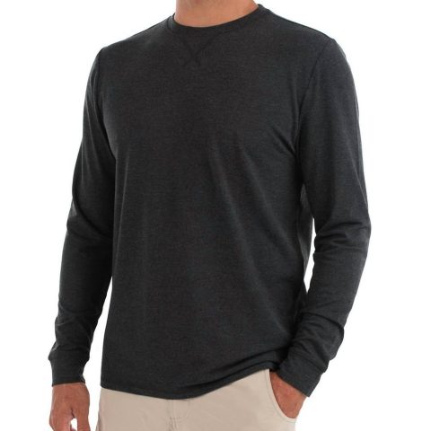 Men’s Bamboo Flex Long Sleeve Top In Heather Black