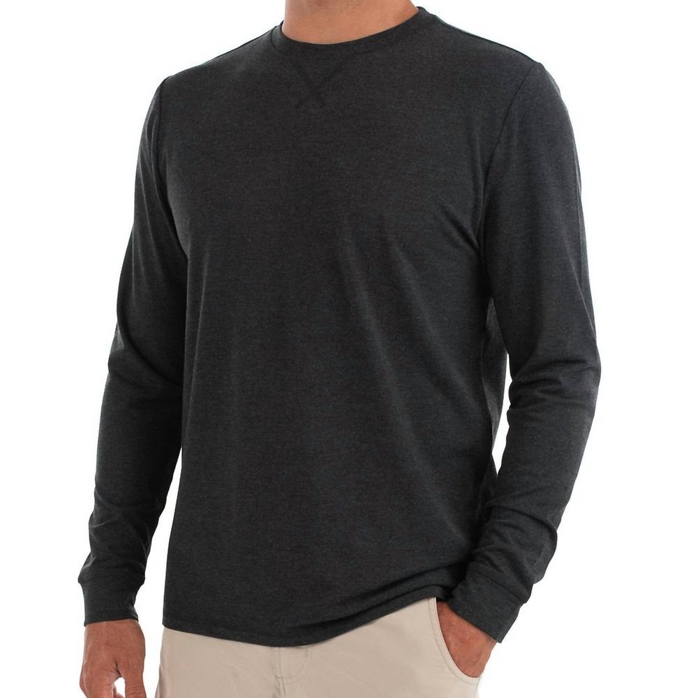 Men’s Bamboo Flex Long Sleeve Top In Heather Black