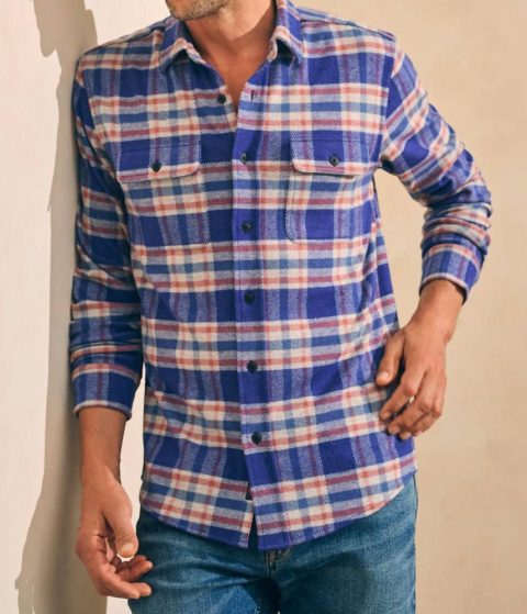 Legend Sweater Shirt In Navy Skyline Plaid