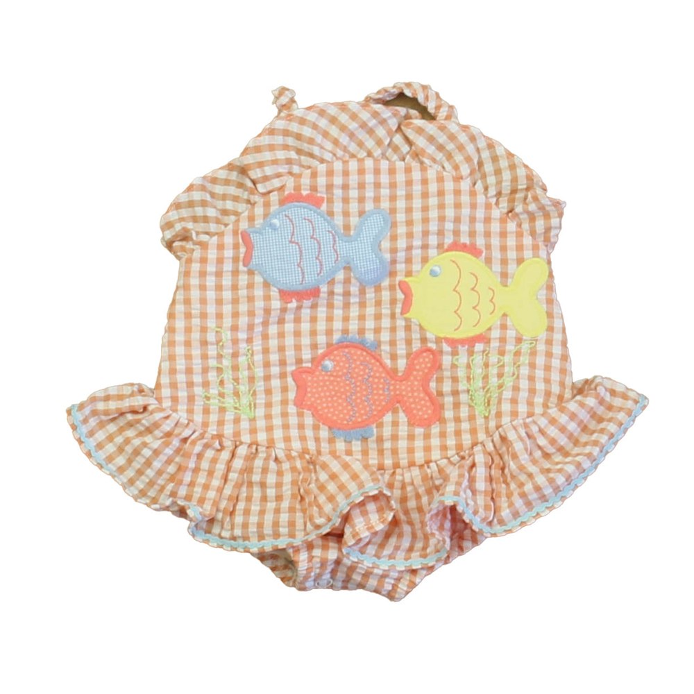 The Bailey Boys Girls Orange Fish Romper 7805822861372