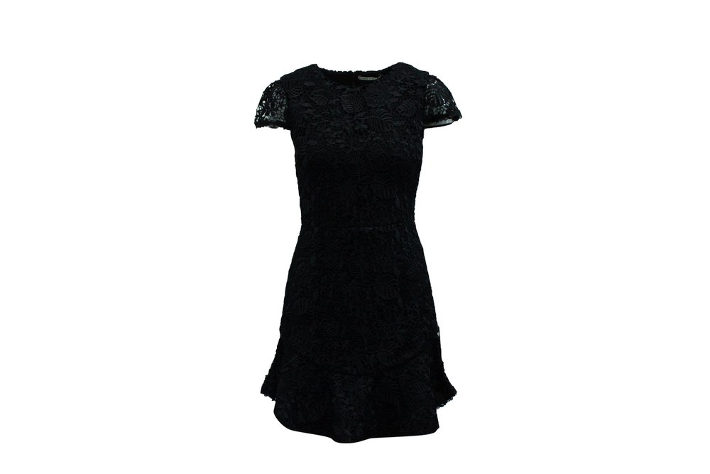 Alice + Olivia Short Sleeve Lace Dress in Black Polyester 7833163169852
