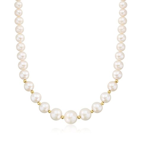Ross-Simons 6-12.5mm Graduated Cultured Pearl Necklace in 14kt Yellow Gold 7704705531964