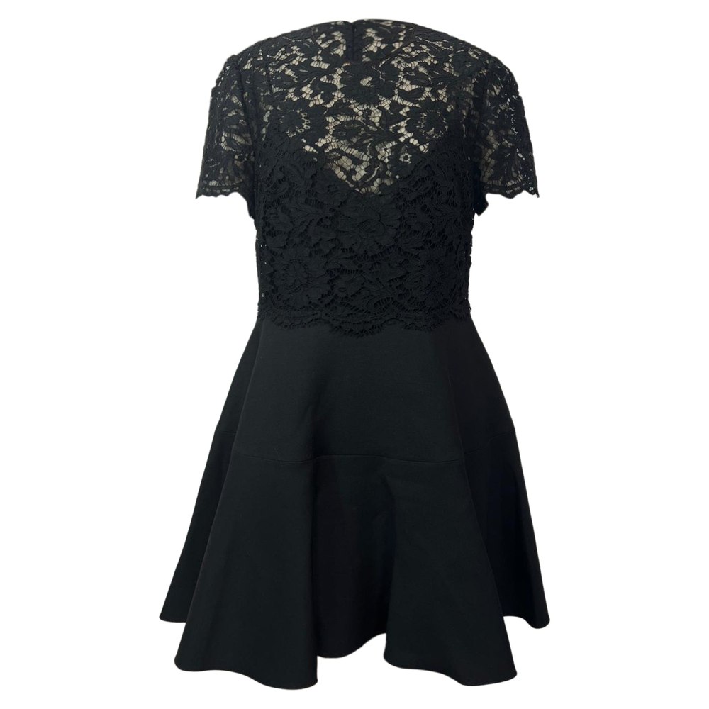 Valentino Garavani Mini Lace-Paneled Dress in Black Wool 7833165791292