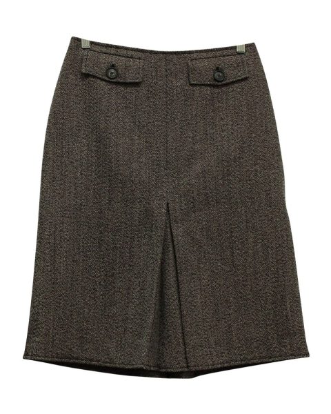 Victoria Beckham A-Line Skirt with Pockets in Brown Wool 7833166250044